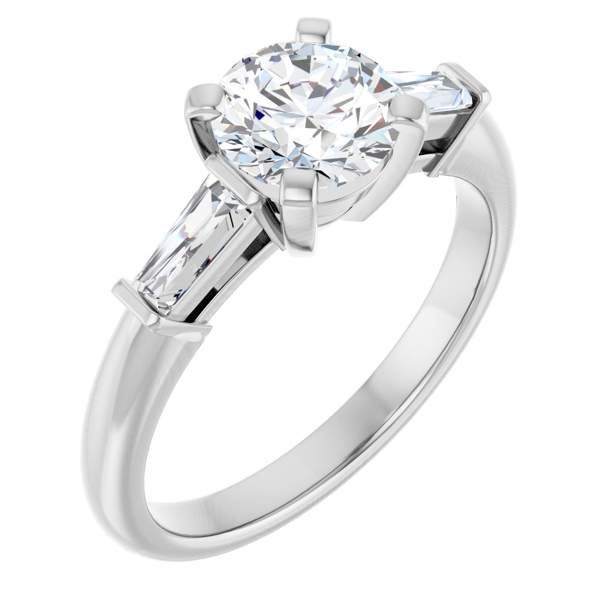 Round Three-Stone Engagement Ring Semi-Mount - gallery - Series 69706