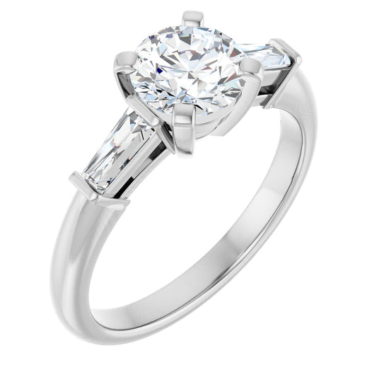 Round Three-Stone Engagement Ring Semi-Mount - gallery - Series 69706