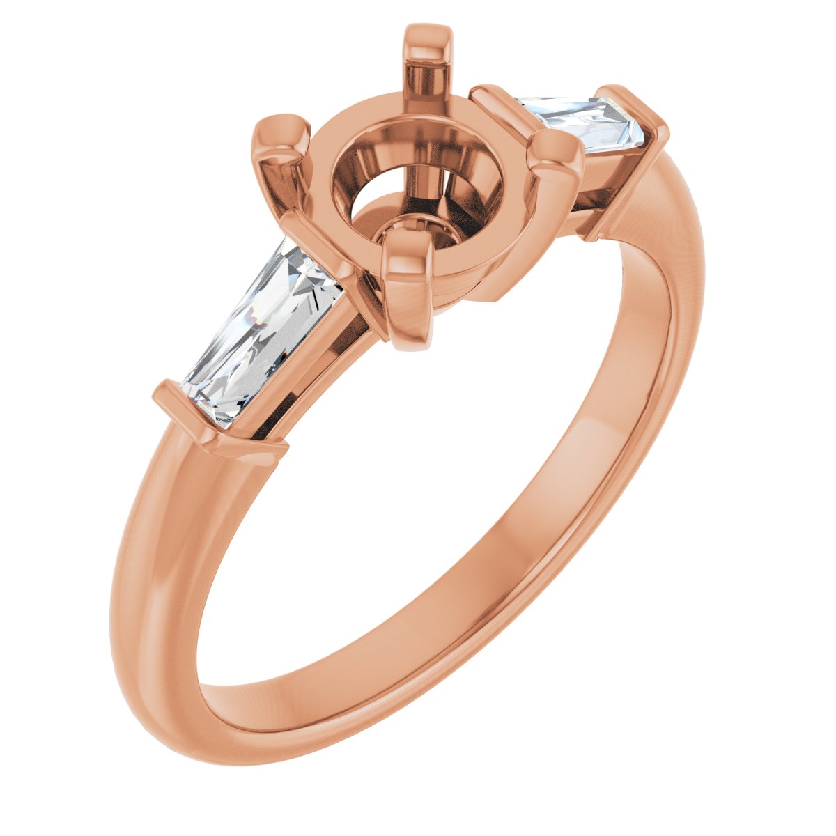 Round Three-Stone Engagement Ring Semi-Mount - gallery - Series 69706