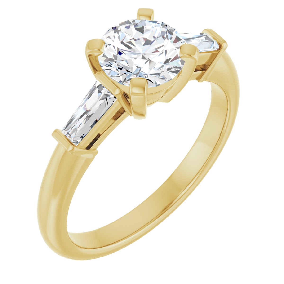 Round Three-Stone Engagement Ring Semi-Mount - gallery - Series 69706