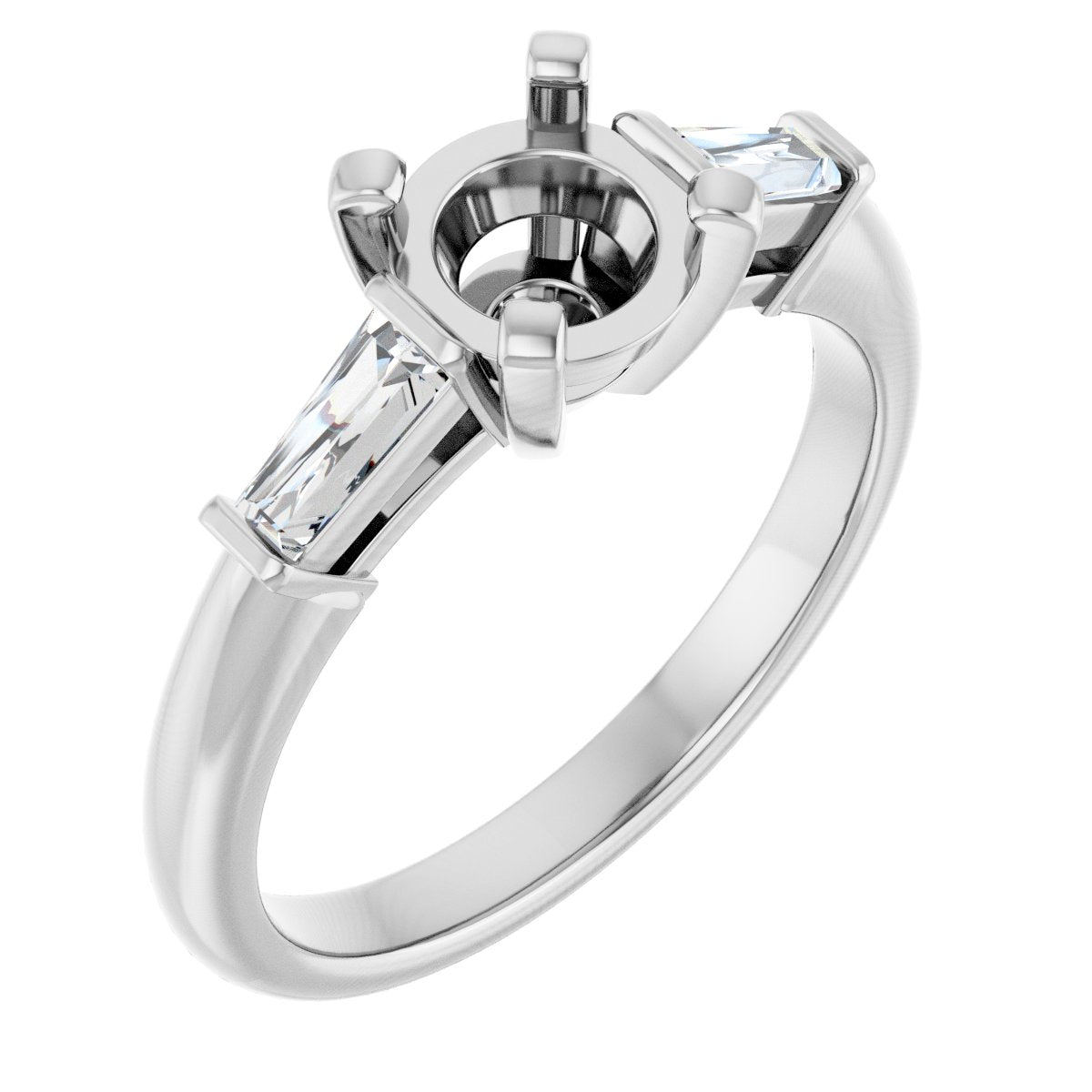 Round Three-Stone Engagement Ring Semi-Mount - gallery - Series 69706