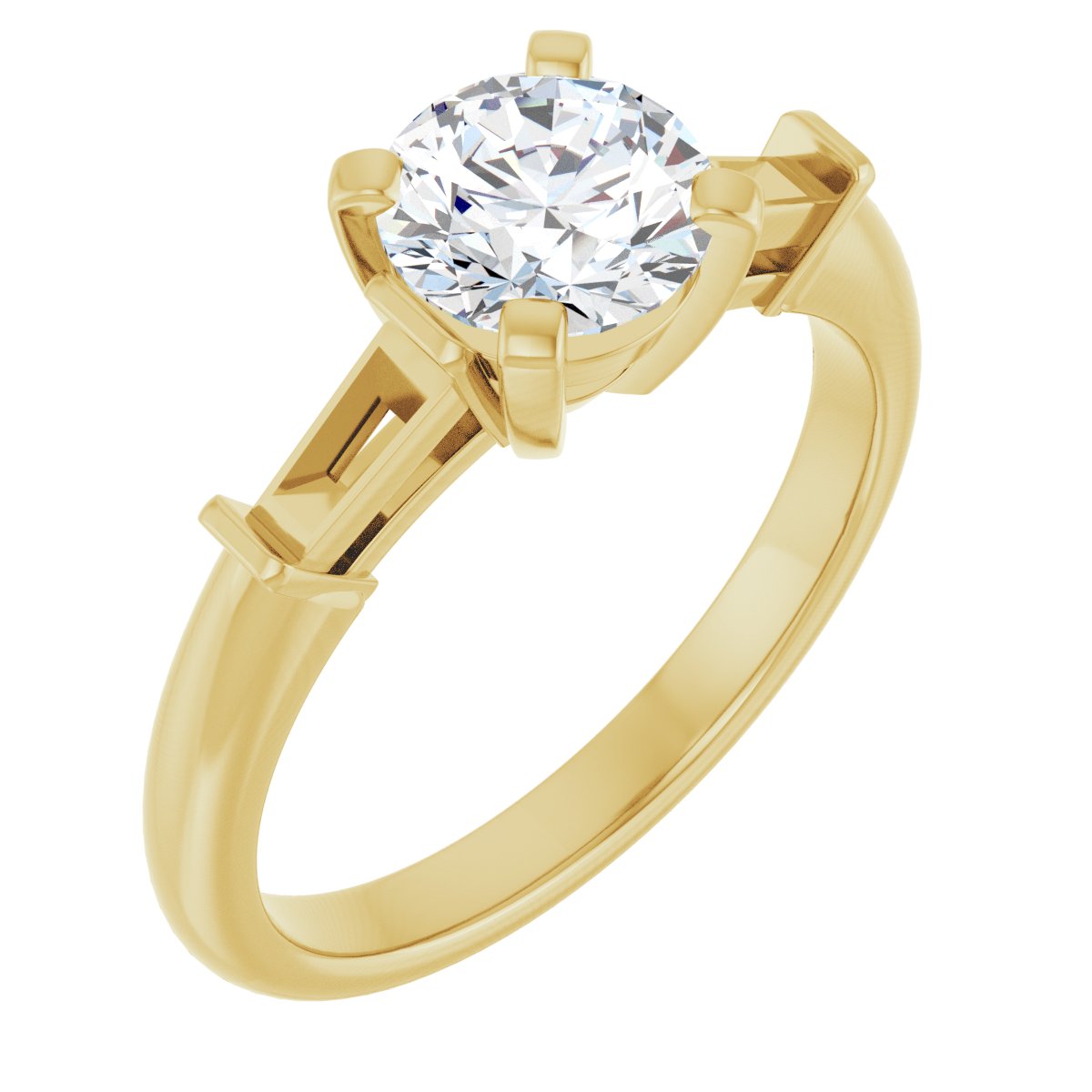 Natural Diamond Round Three-Stone Engagement Ring Semi-Mount - 14K Yellow Gold - Series 69706