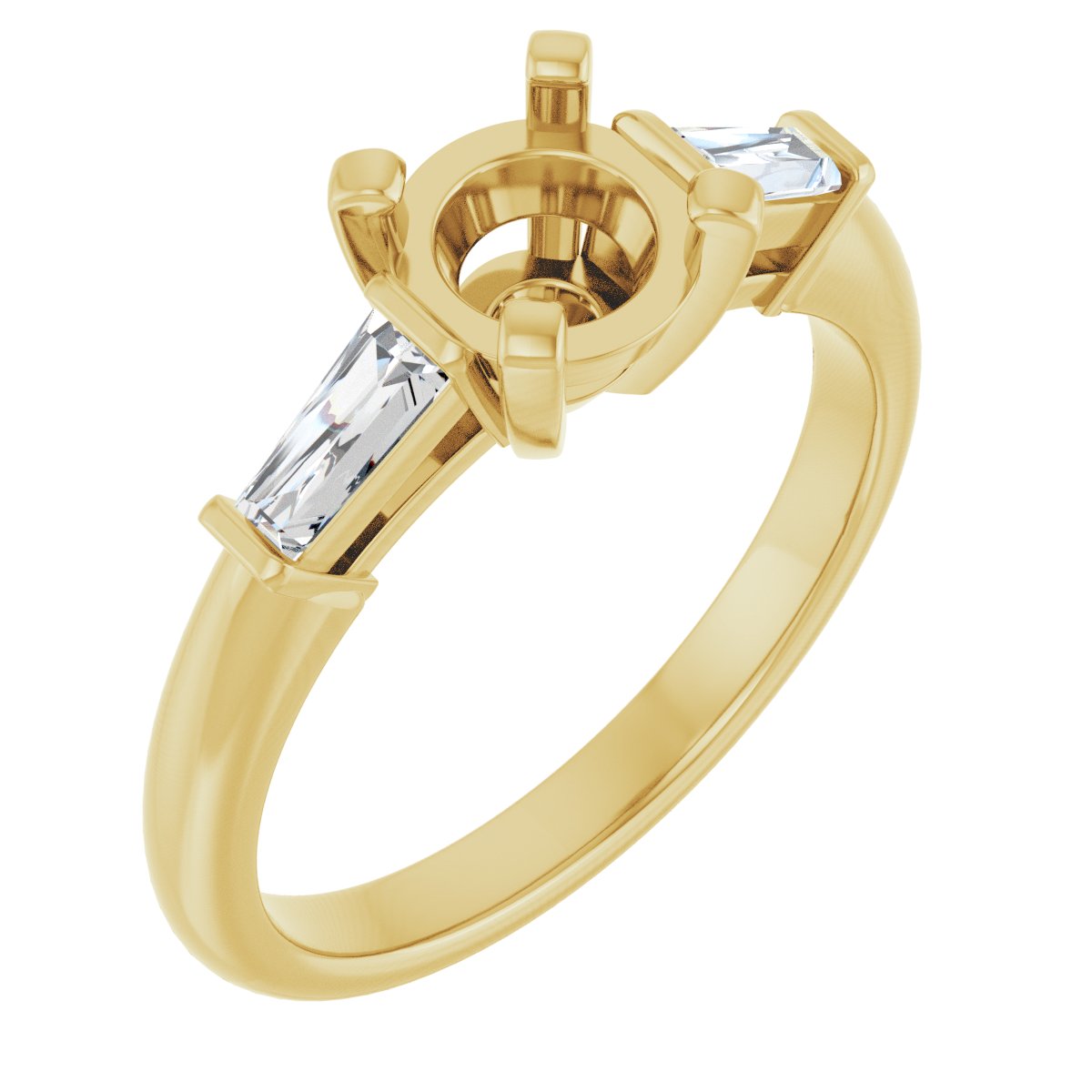 Round Three-Stone Engagement Ring Semi-Mount - gallery - Series 69706