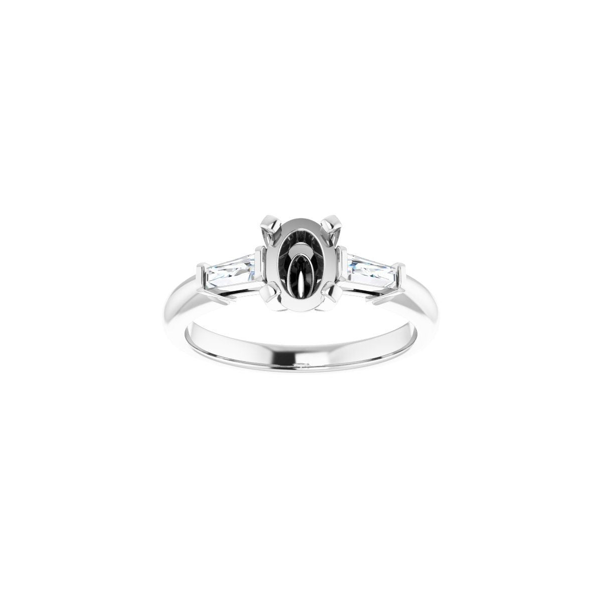 Oval Three-Stone Engagement Ring Semi-Mount - gallery - Series 69706