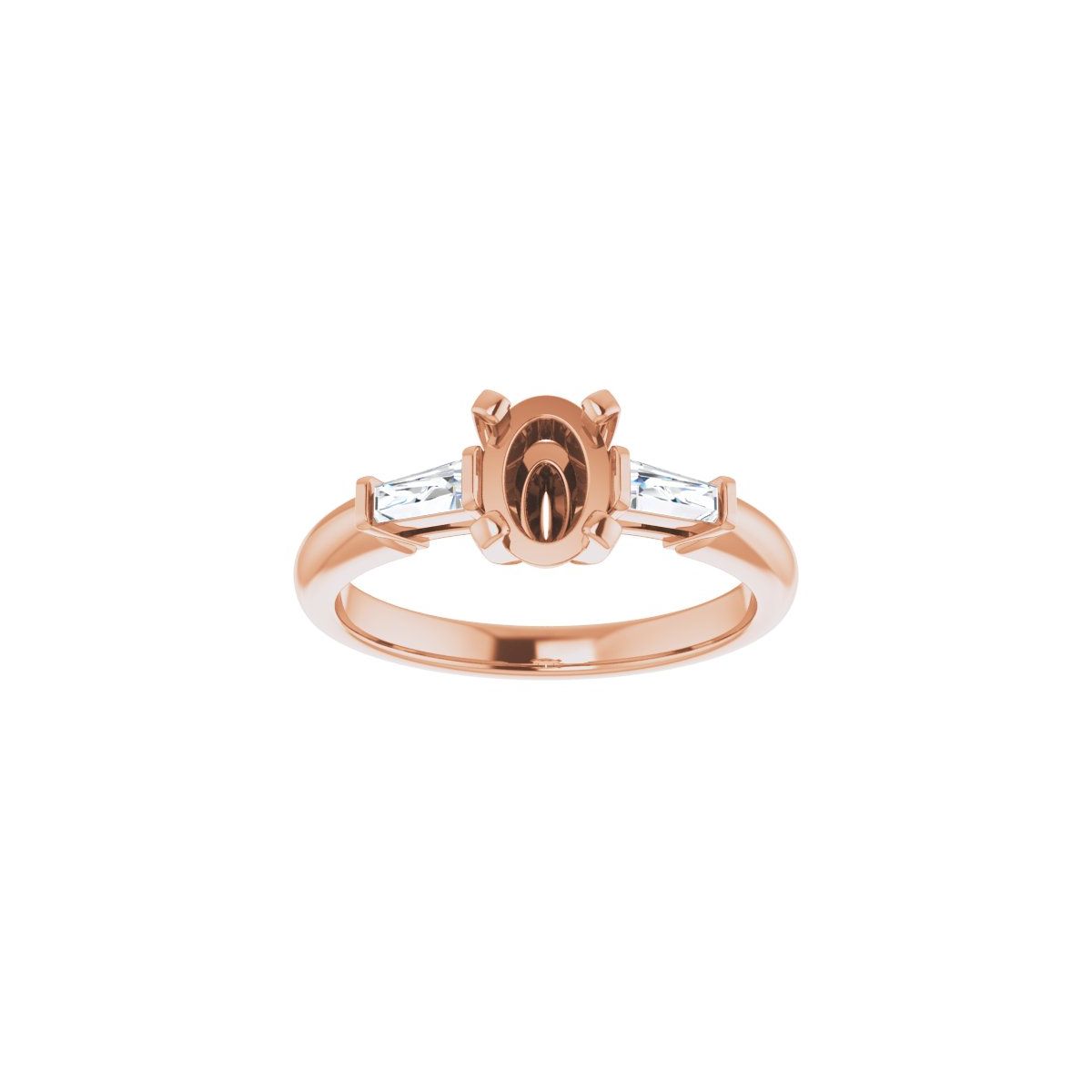 Oval Three-Stone Engagement Ring Semi-Mount - gallery - Series 69706