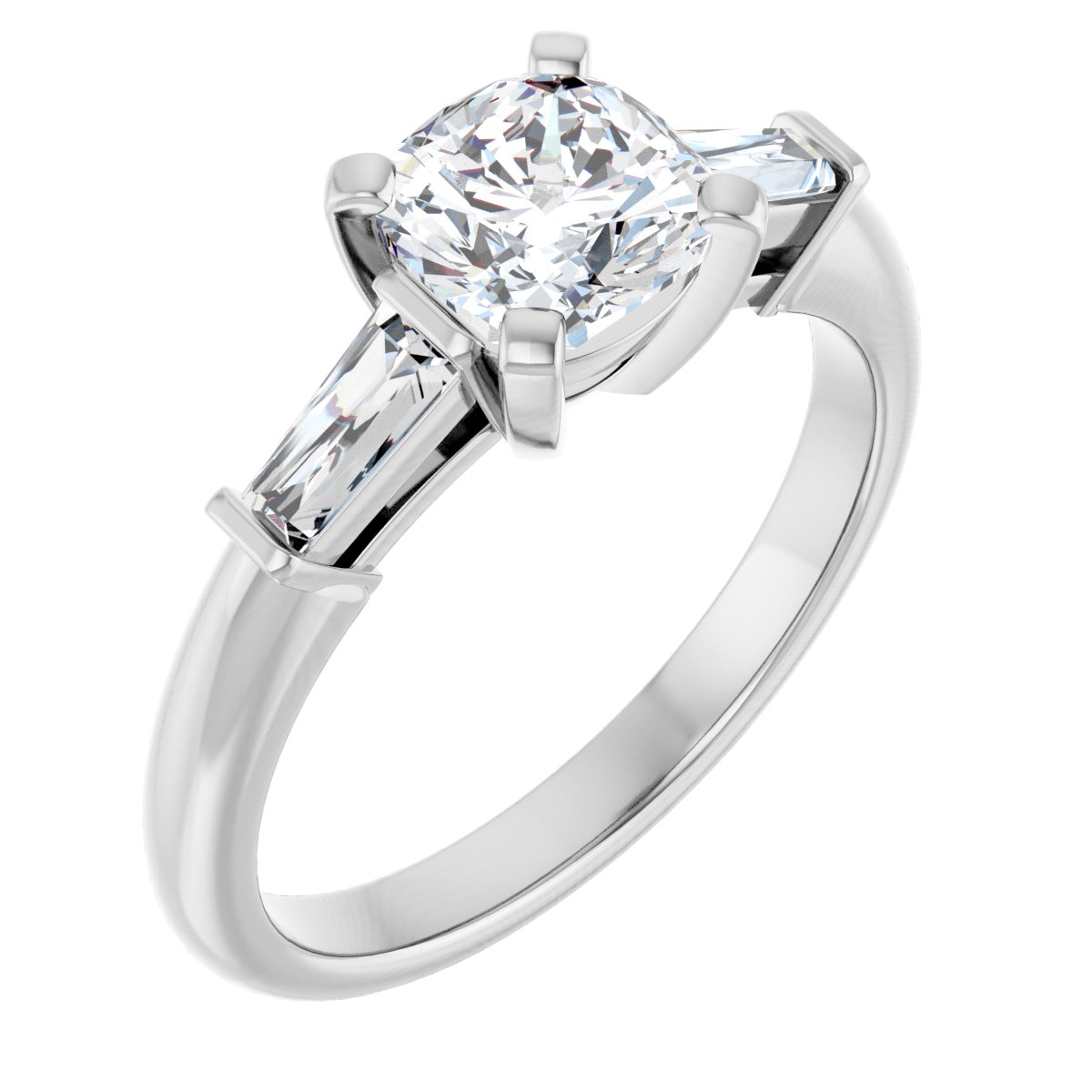 Natural Diamond Cushion Three-Stone Engagement Ring Semi-Mount - Platinum - Series 69706