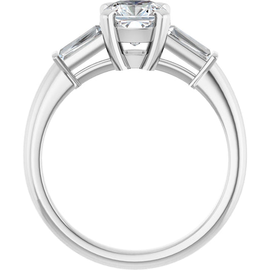 Cushion Three-Stone Engagement Ring Semi-Mount - gallery - Series 69706