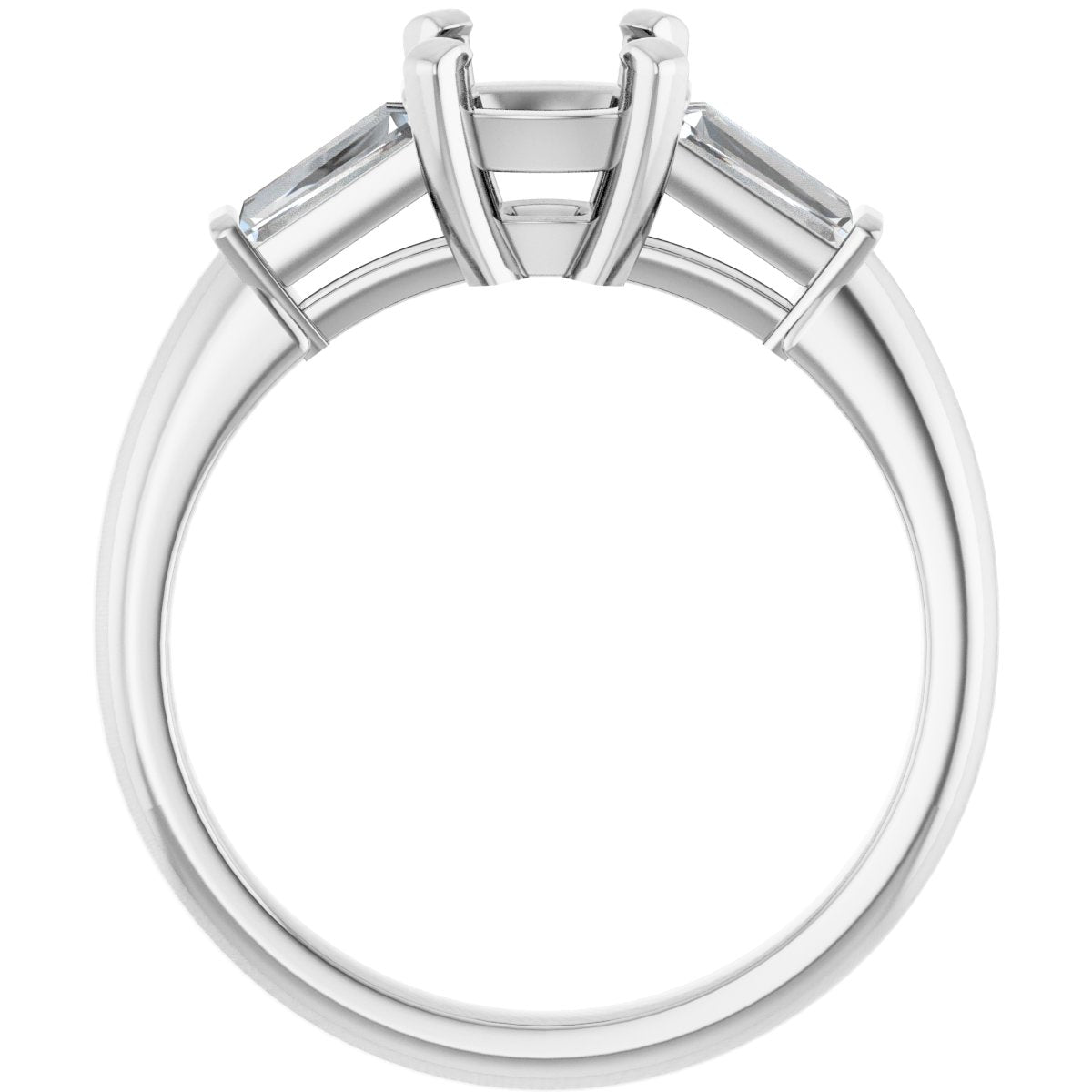 Cushion Three-Stone Engagement Ring Semi-Mount - gallery - Series 69706