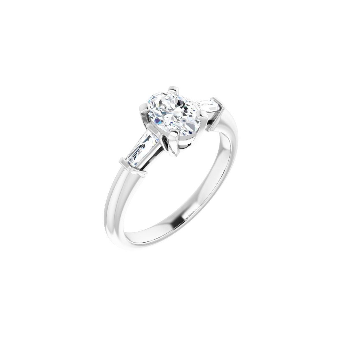 Natural Diamond Oval Three-Stone Engagement Ring Semi-Mount - Platinum - Series 69706