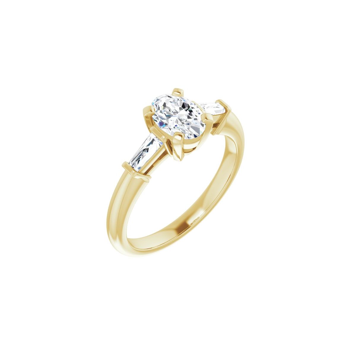 Natural Diamond Oval Three-Stone Engagement Ring Semi-Mount - 14K Yellow Gold - Series 69706