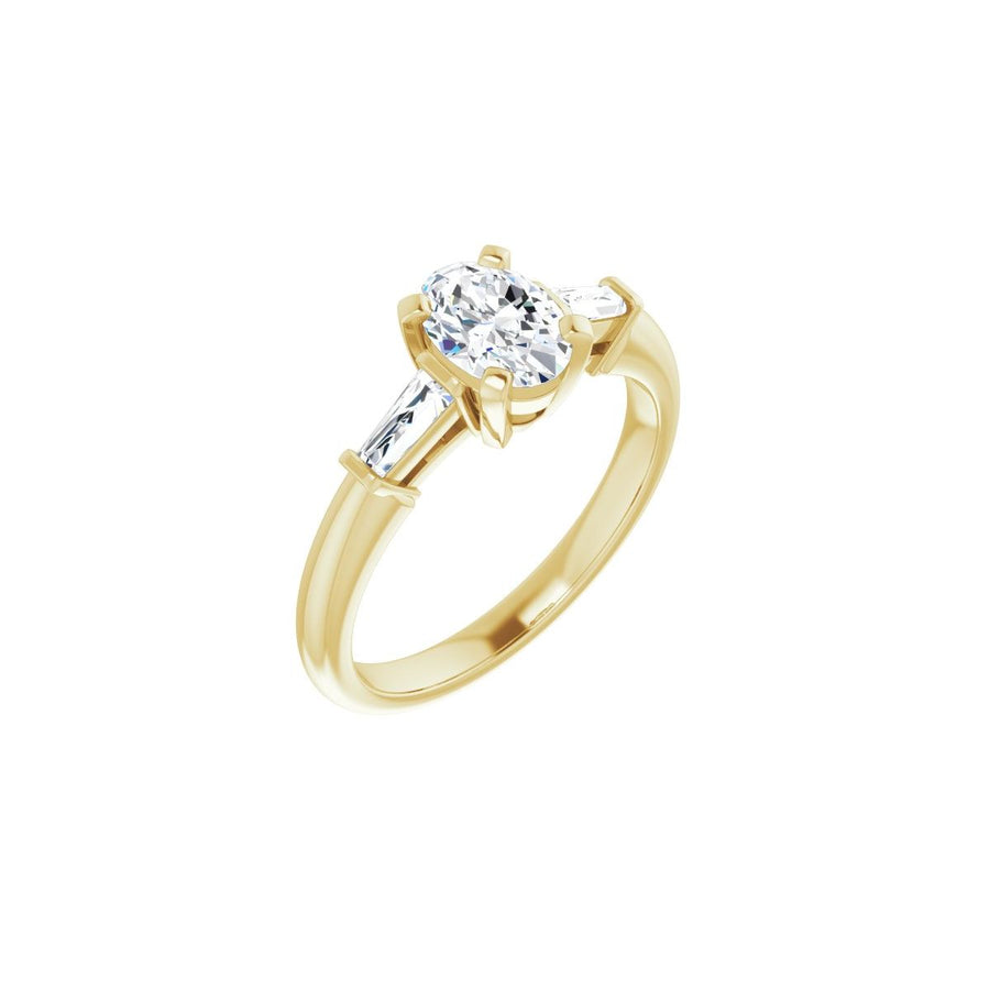 Natural Diamond Oval Three-Stone Engagement Ring Semi-Mount - 14K Yellow Gold - Series 69706