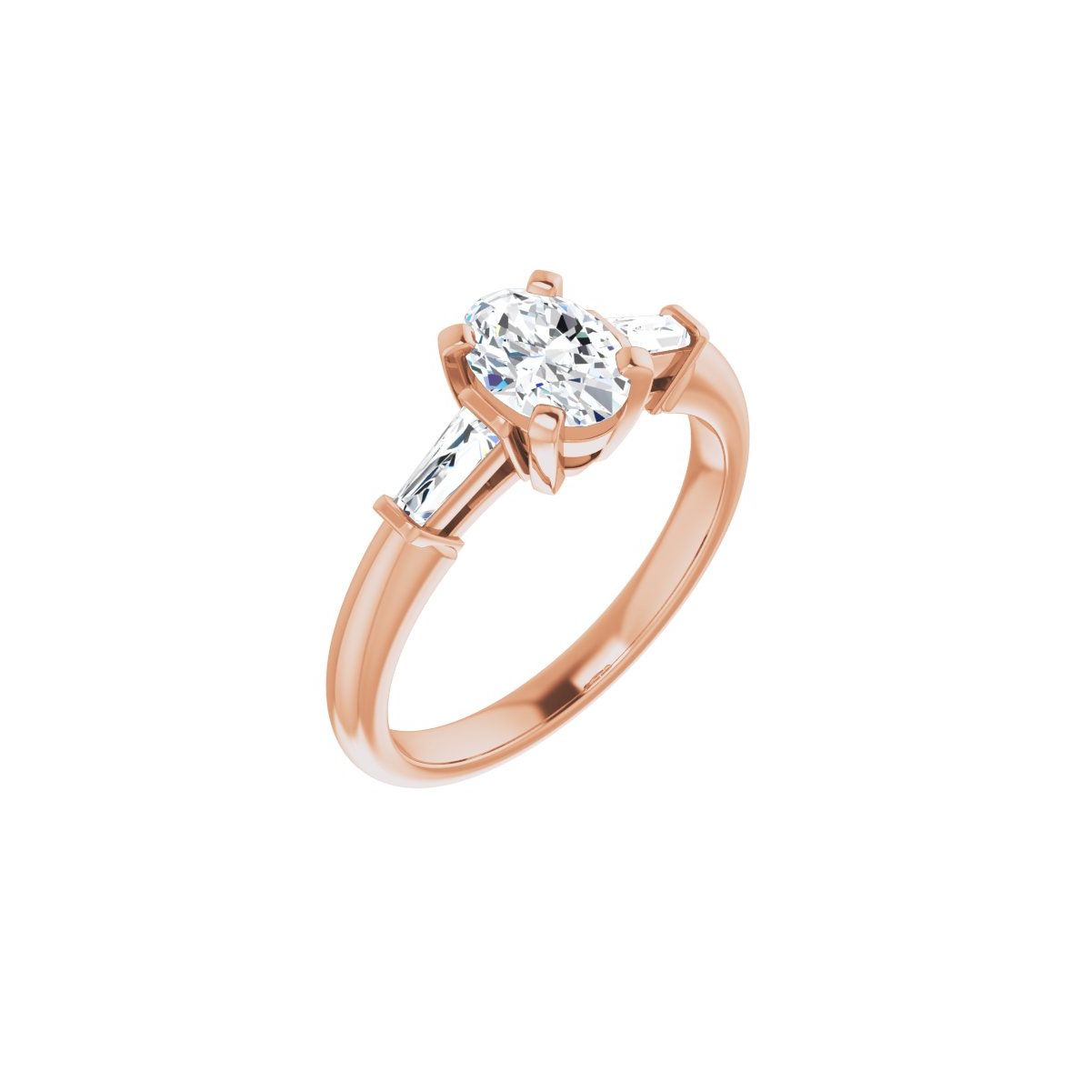Natural Diamond Oval Three-Stone Engagement Ring Semi-Mount - 14K Rose Gold - Series 69706