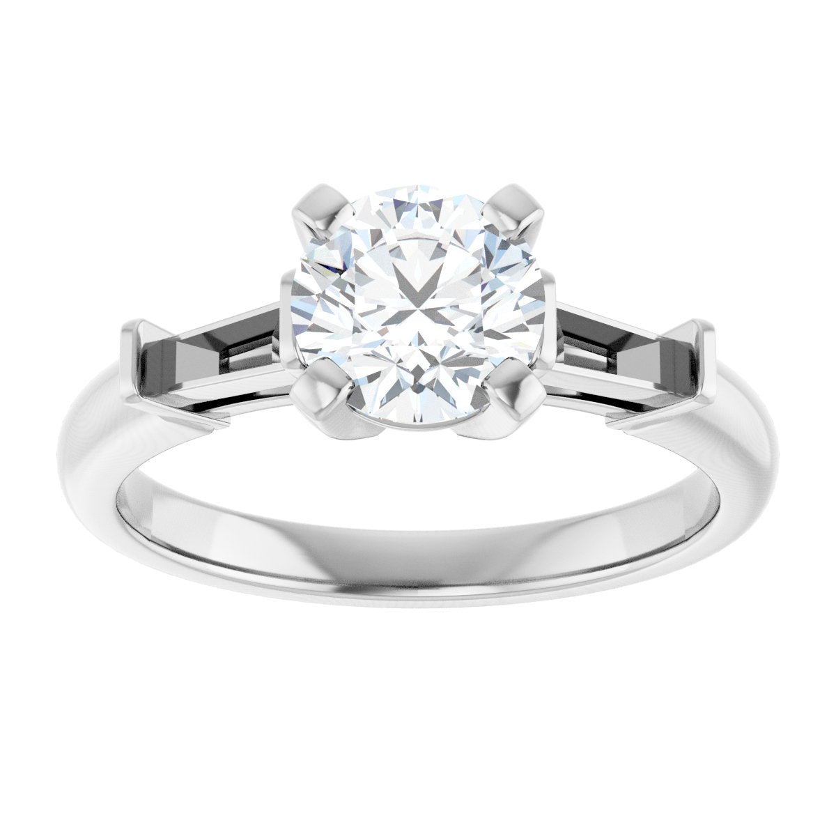 Round Three-Stone Engagement Ring Semi-Mount - gallery - Series 69706