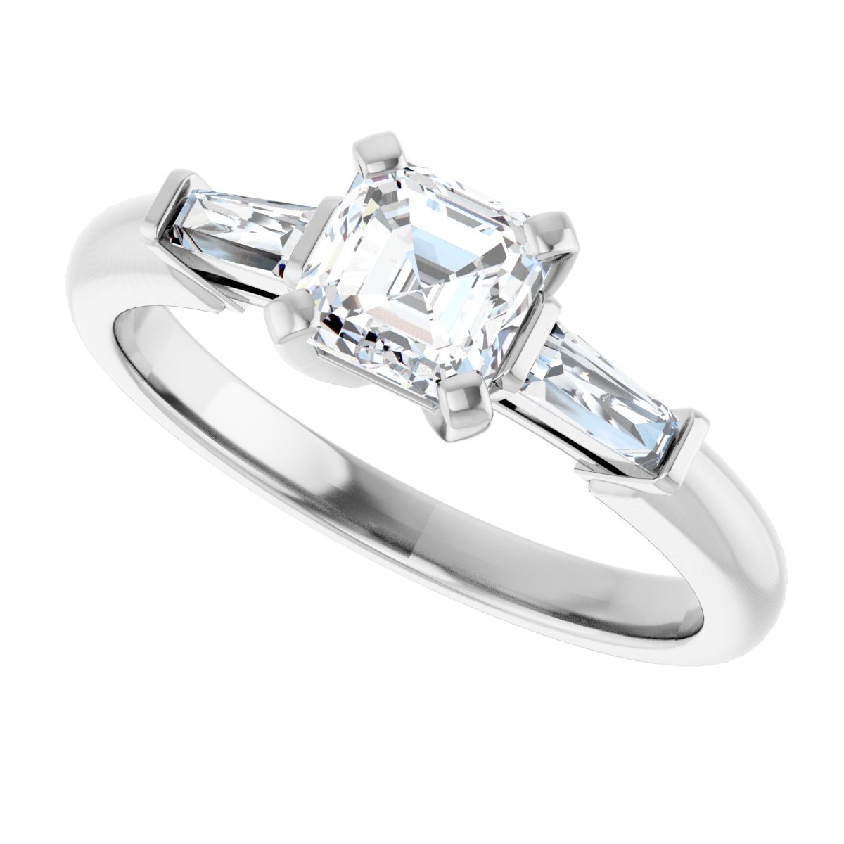 Asscher Three-Stone Engagement Ring Semi-Mount - gallery - Series 69706