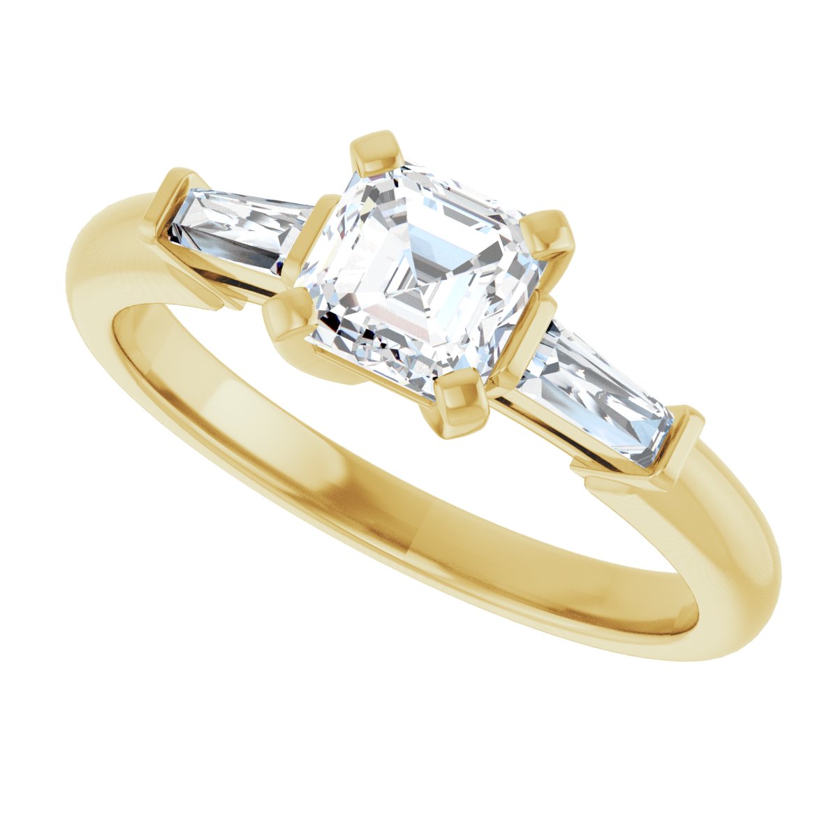 Asscher Three-Stone Engagement Ring Semi-Mount - gallery - Series 69706