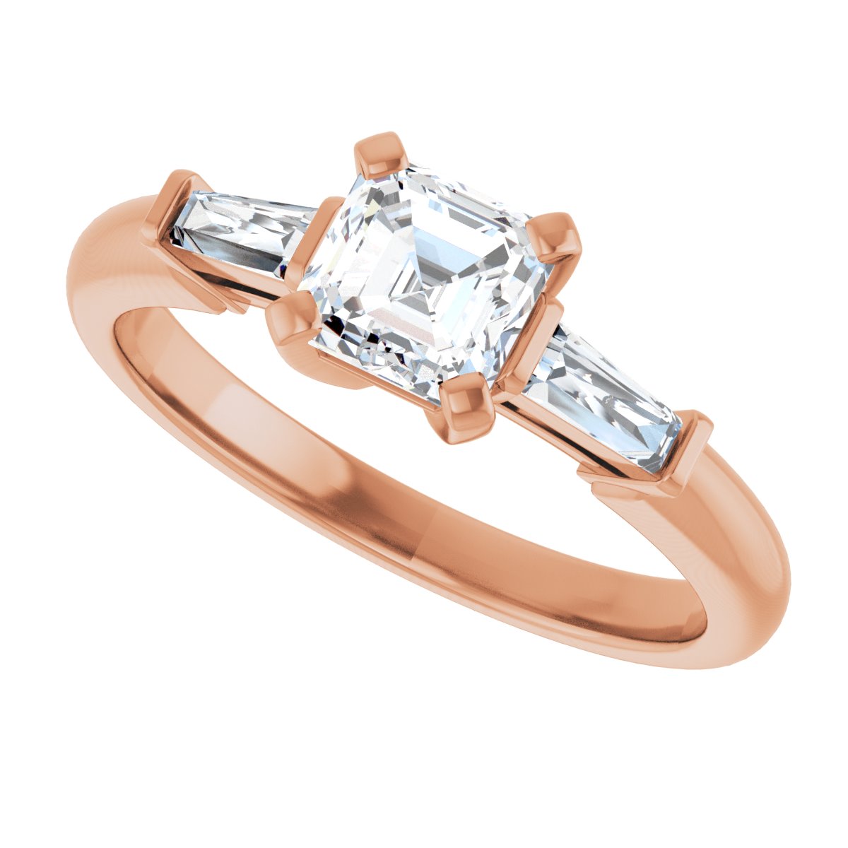 Asscher Three-Stone Engagement Ring Semi-Mount - gallery - Series 69706