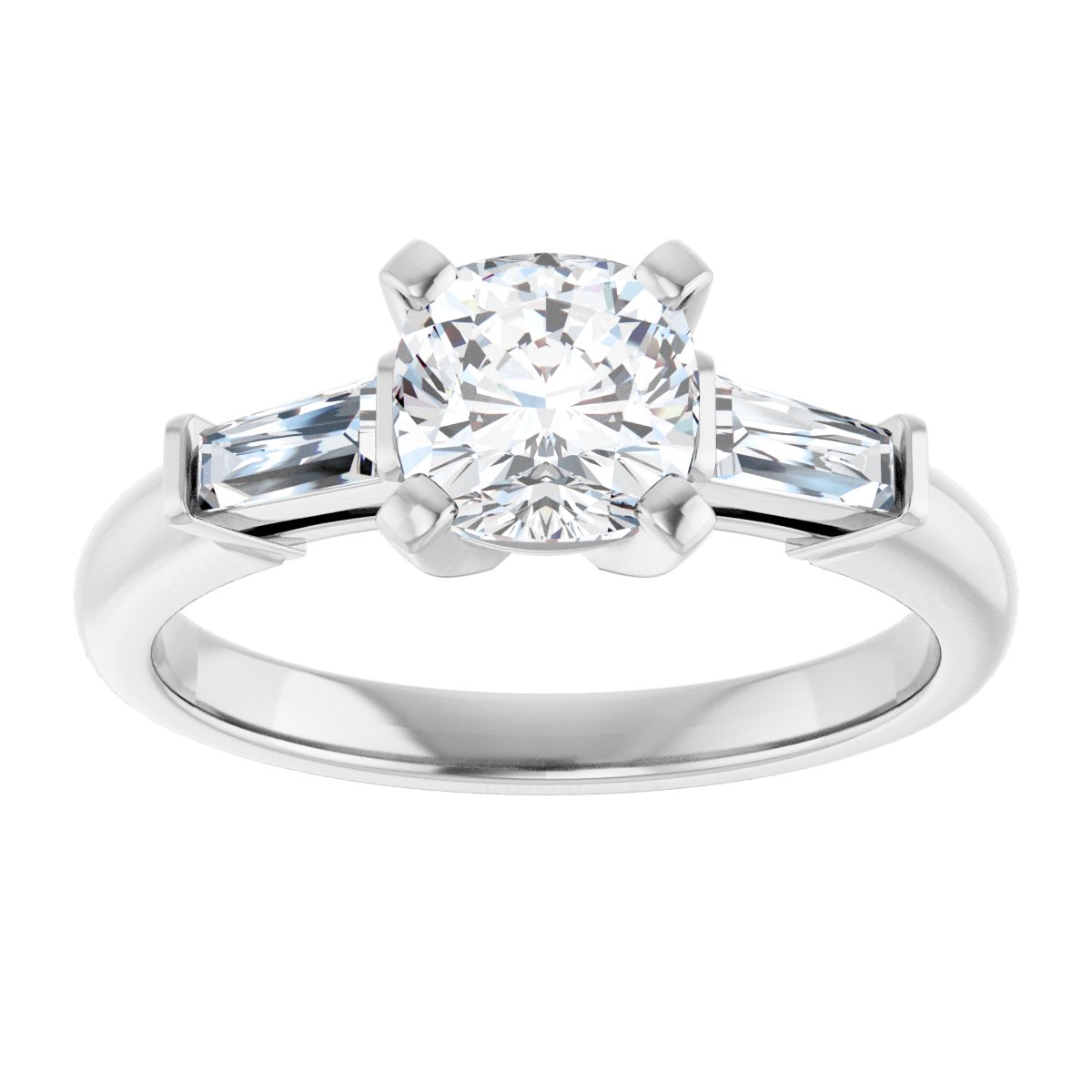 Cushion Three-Stone Engagement Ring Semi-Mount - gallery - Series 69706
