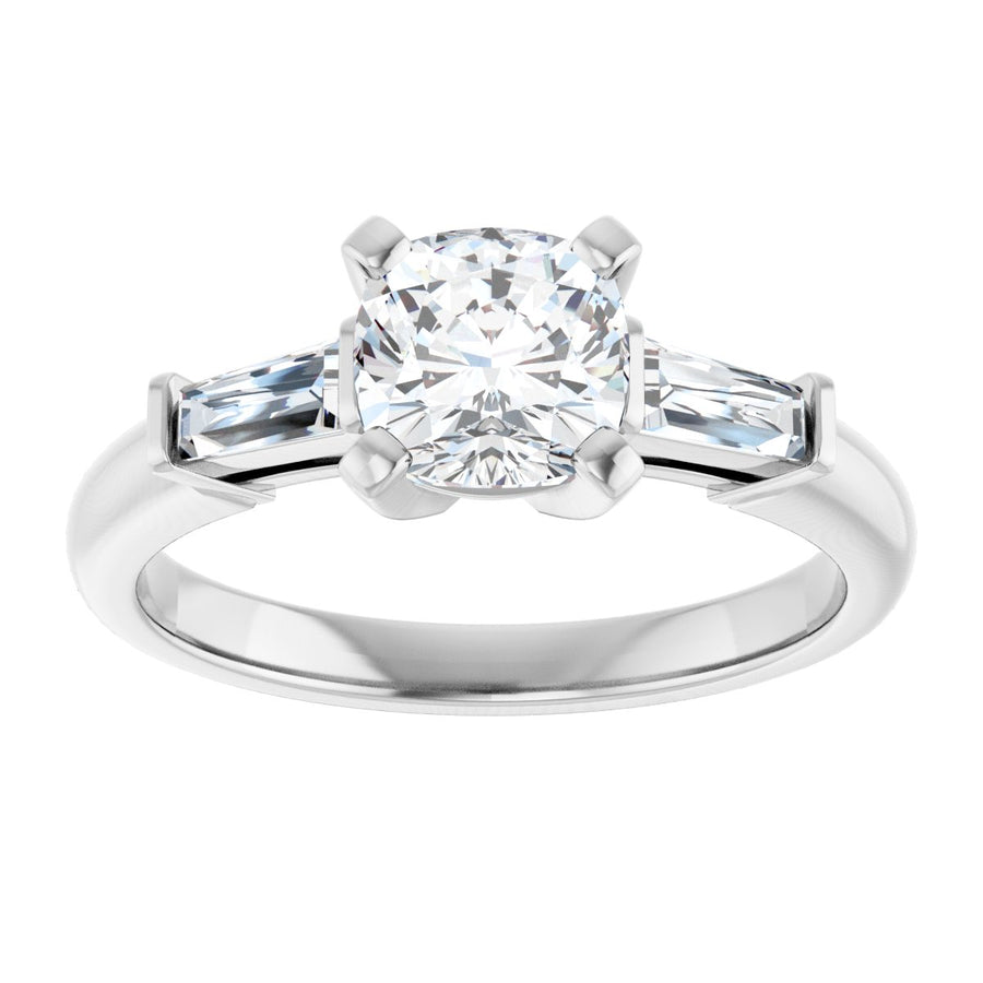 Cushion Three-Stone Engagement Ring Semi-Mount - gallery - Series 69706
