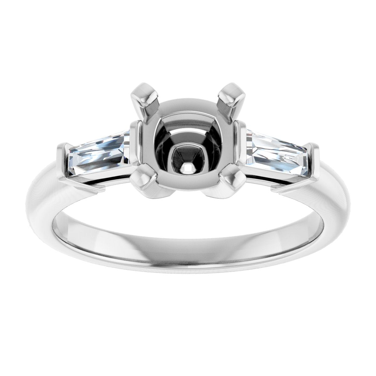 Cushion Three-Stone Engagement Ring Semi-Mount - gallery - Series 69706