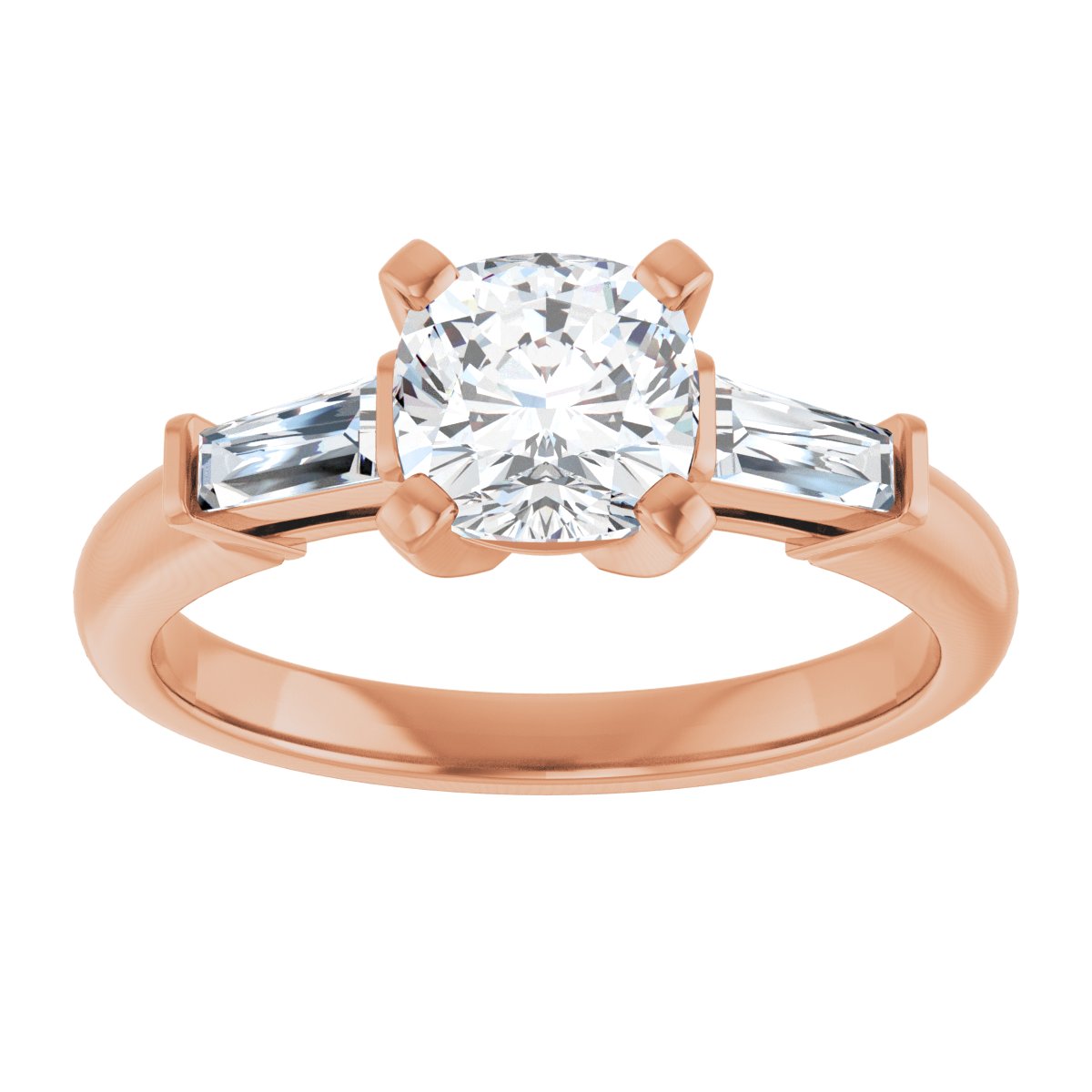 Cushion Three-Stone Engagement Ring Semi-Mount - gallery - Series 69706