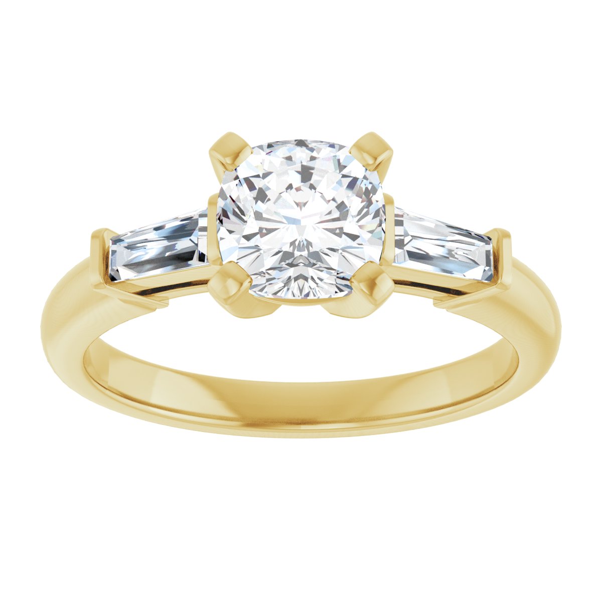 Cushion Three-Stone Engagement Ring Semi-Mount - gallery - Series 69706