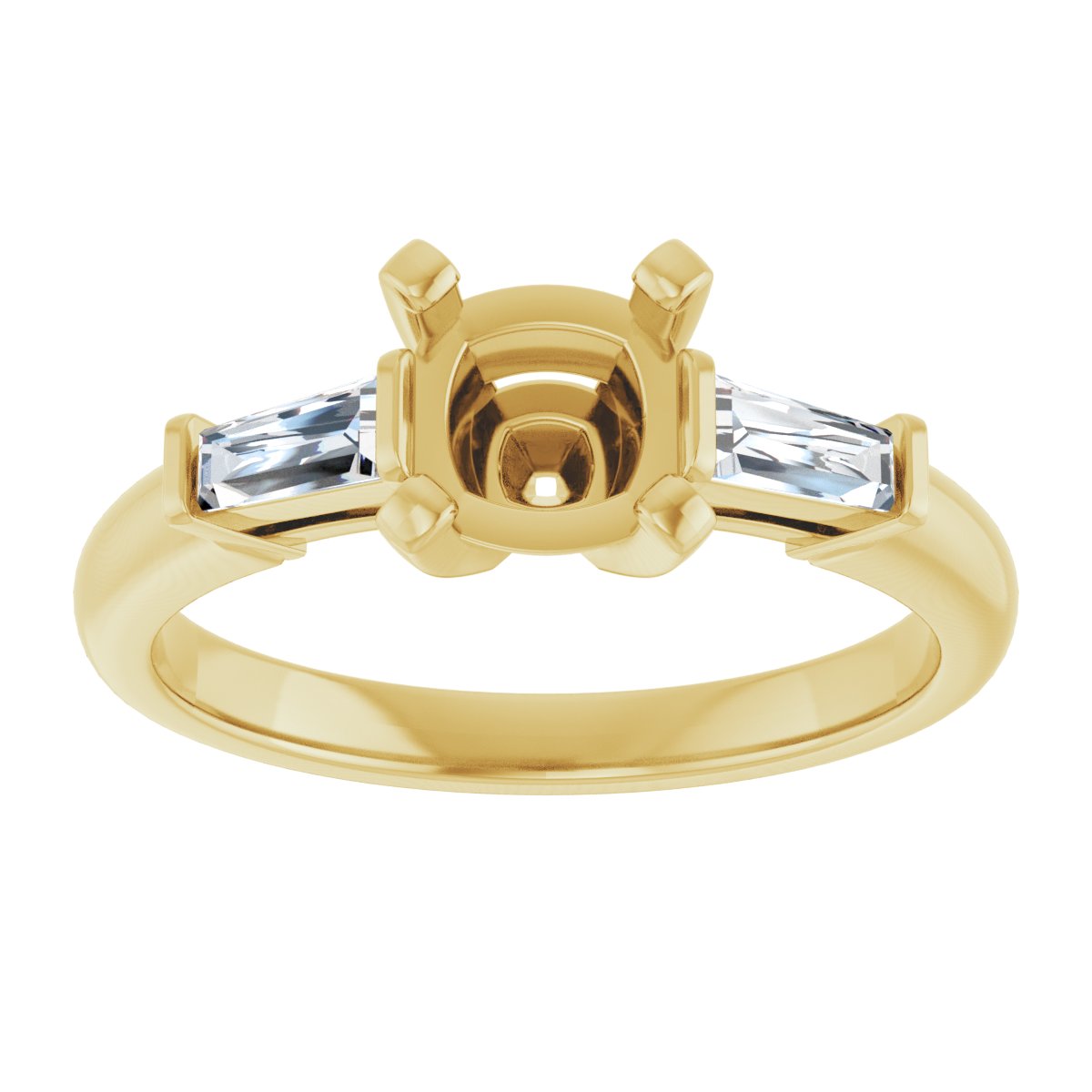Cushion Three-Stone Engagement Ring Semi-Mount - gallery - Series 69706