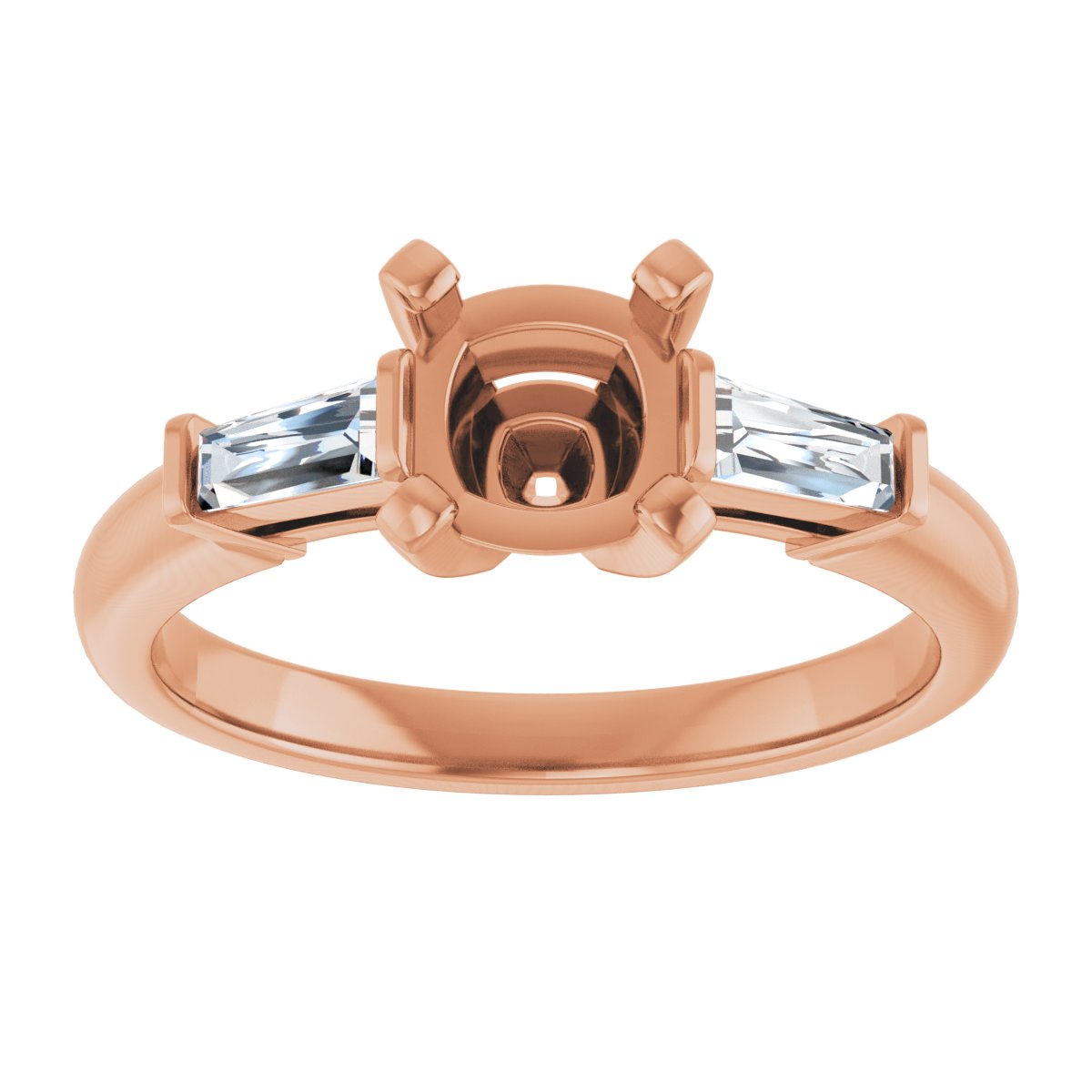 Cushion Three-Stone Engagement Ring Semi-Mount - gallery - Series 69706