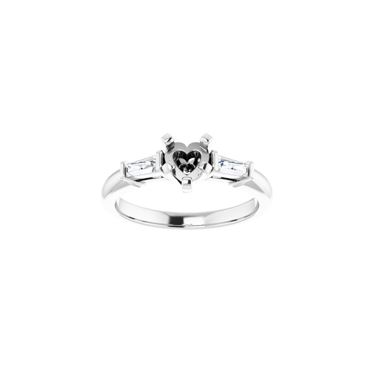 Heart Three-Stone Engagement Ring Semi-Mount - gallery - Series 69706