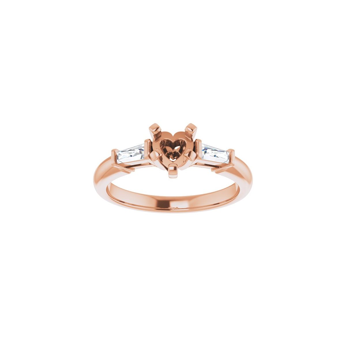 Heart Three-Stone Engagement Ring Semi-Mount - gallery - Series 69706