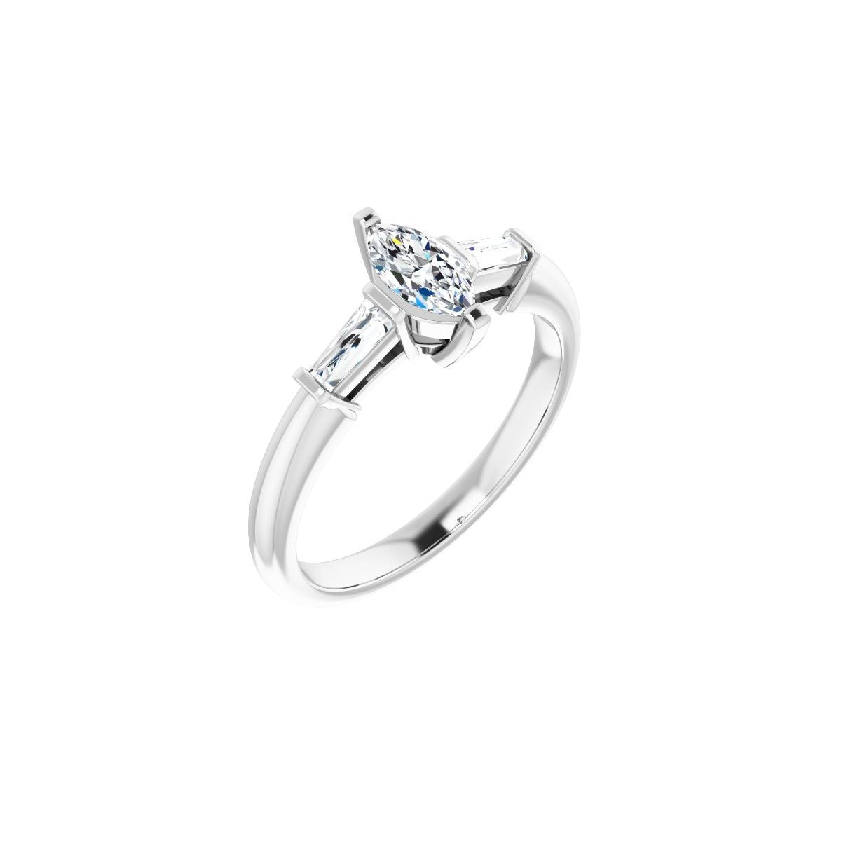 Natural Diamond Marquise Three-Stone Engagement Ring Semi-Mount - Platinum - Series 69706