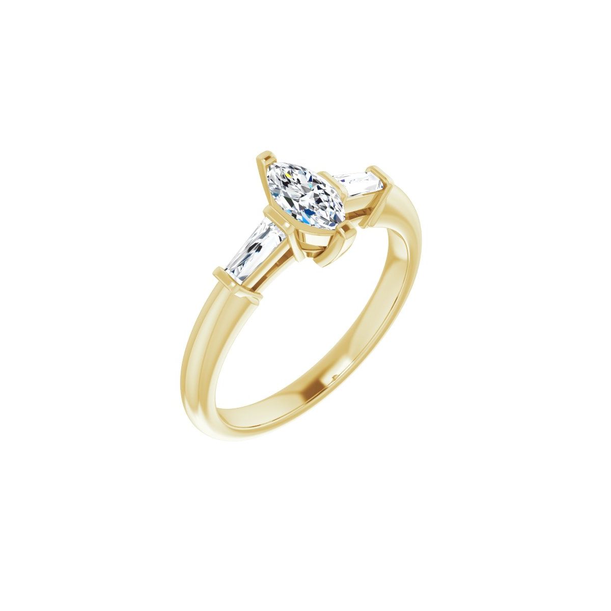 Natural Diamond Marquise Three-Stone Engagement Ring Semi-Mount - 14K Yellow Gold - Series 69706