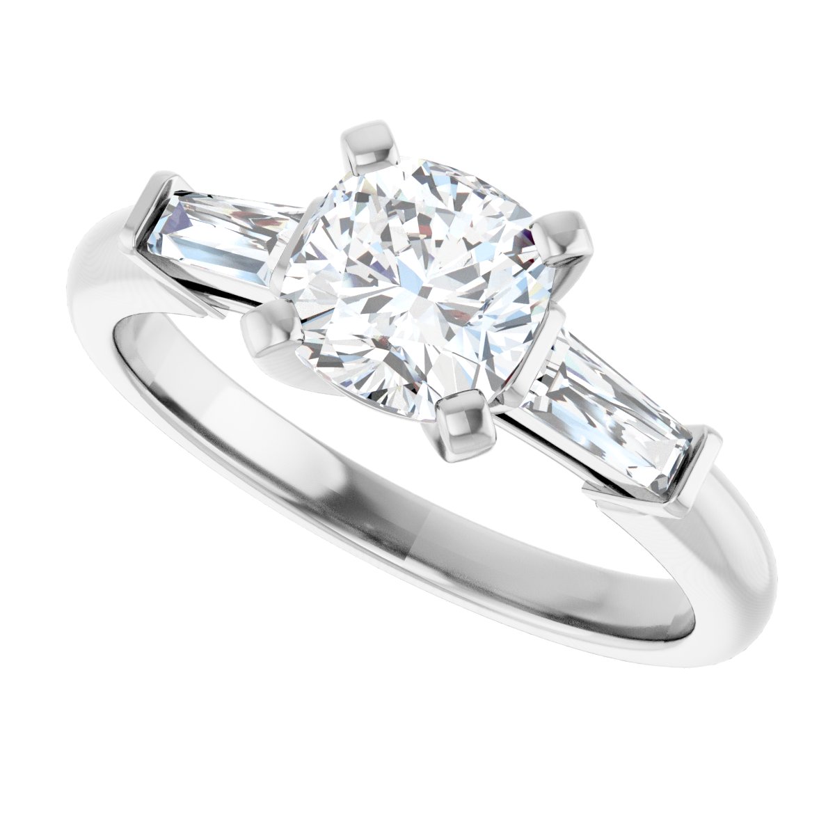 Cushion Three-Stone Engagement Ring Semi-Mount - gallery - Series 69706