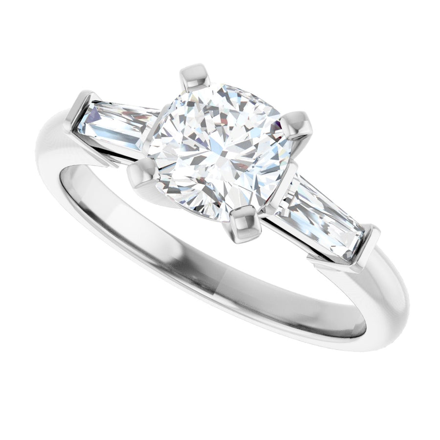Cushion Three-Stone Engagement Ring Semi-Mount - gallery - Series 69706