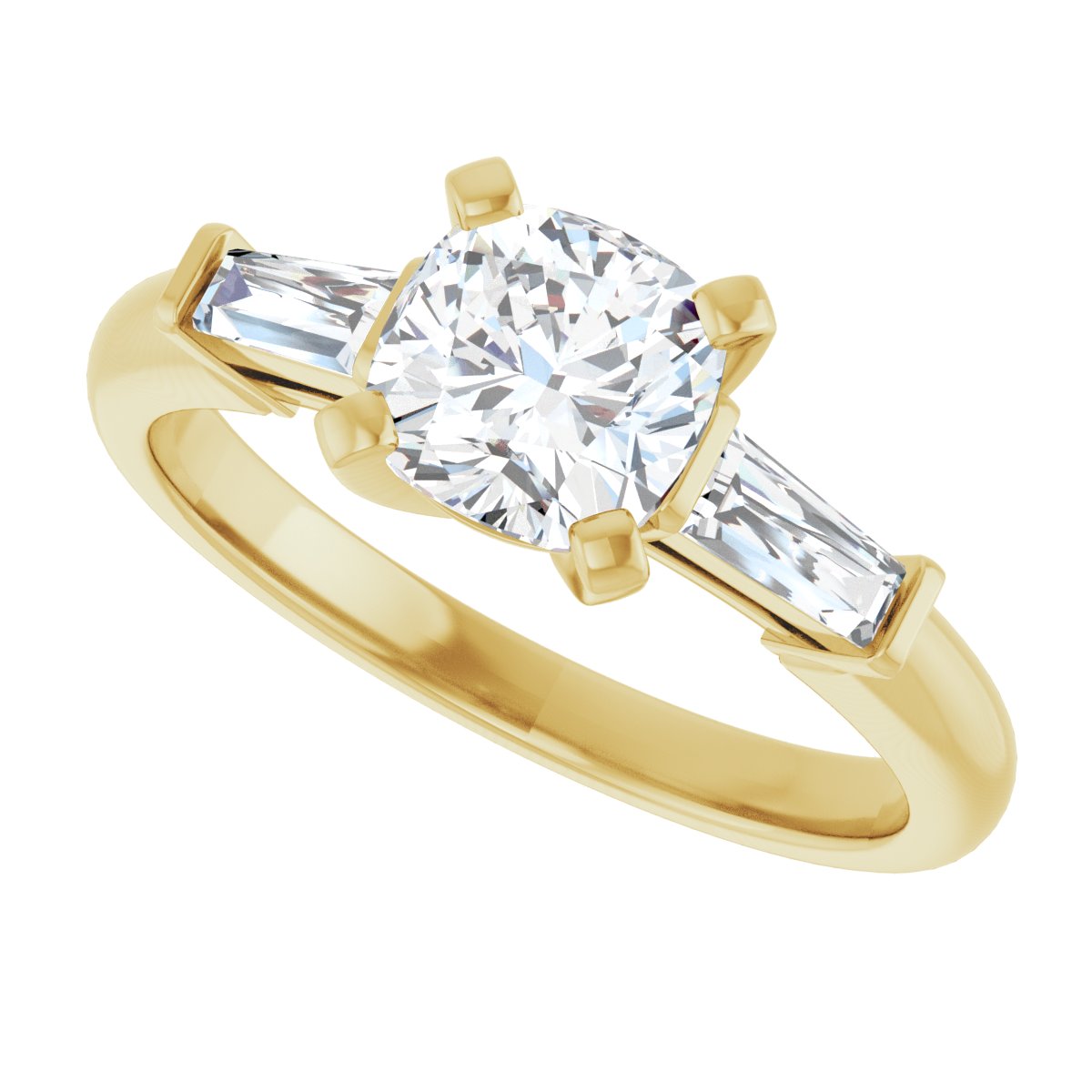 Cushion Three-Stone Engagement Ring Semi-Mount - gallery - Series 69706