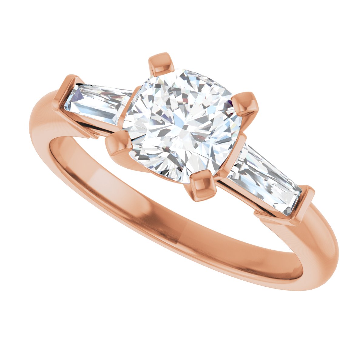 Cushion Three-Stone Engagement Ring Semi-Mount - gallery - Series 69706