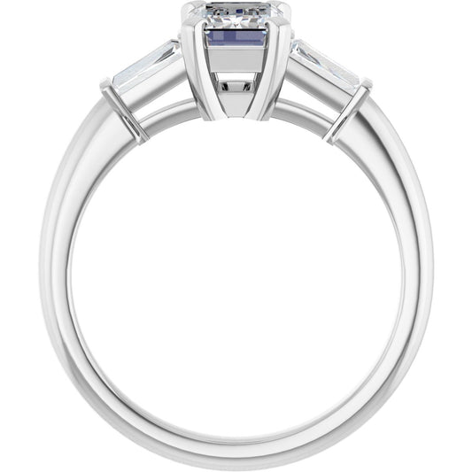 Emerald Three-Stone Engagement Ring Semi-Mount - gallery - Series 69706