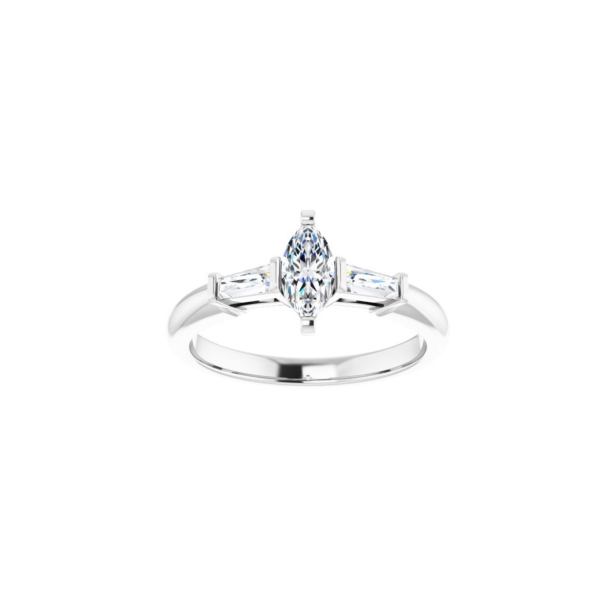 Marquise Three-Stone Engagement Ring Semi-Mount - gallery - Series 69706