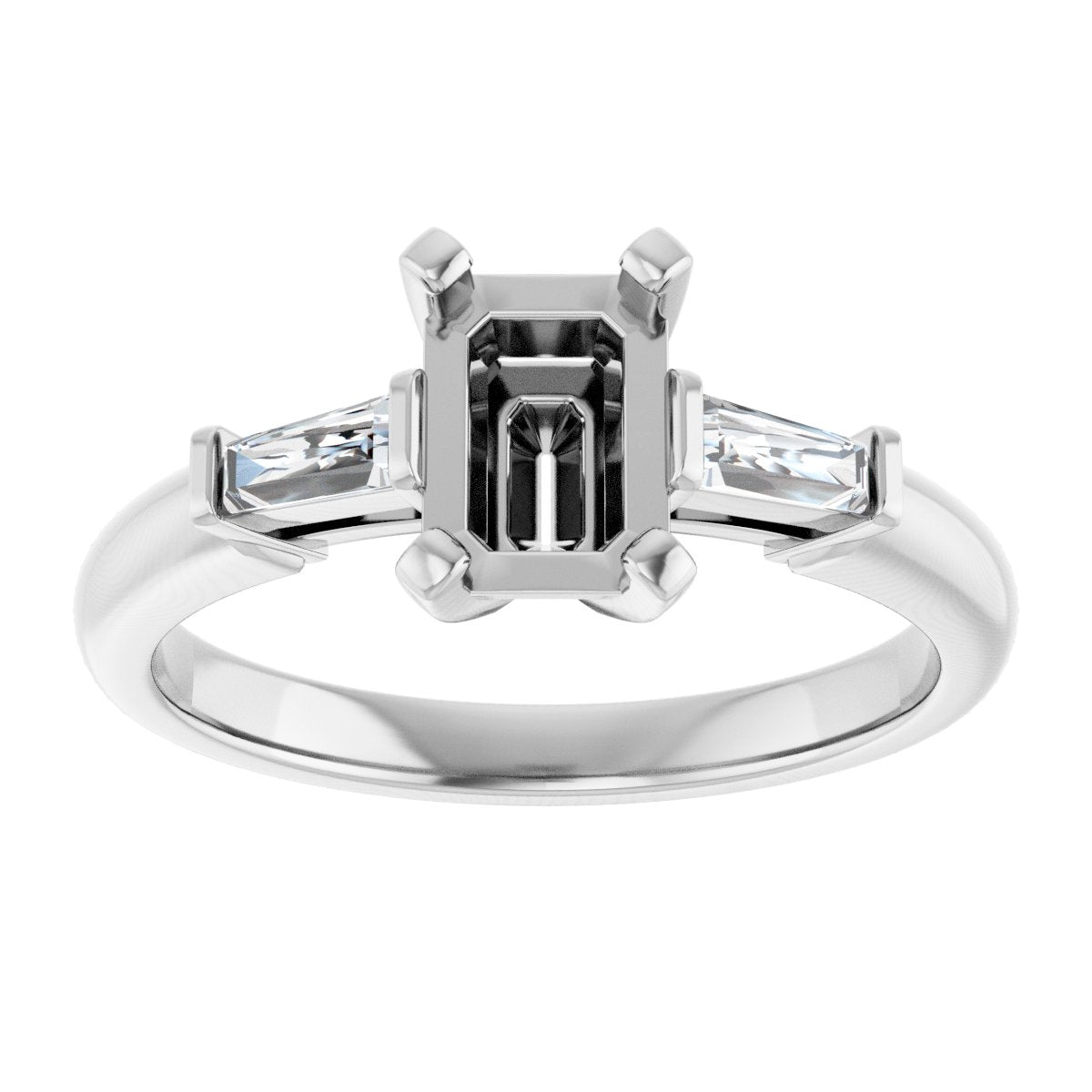 Emerald Three-Stone Engagement Ring Semi-Mount - gallery - Series 69706