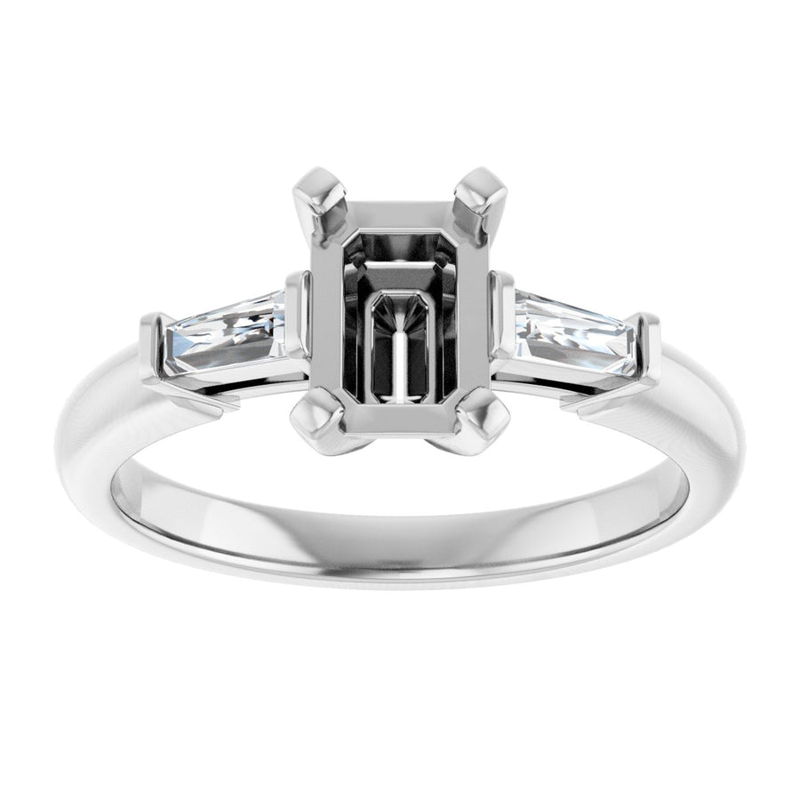 Emerald Three-Stone Engagement Ring Semi-Mount - gallery - Series 69706