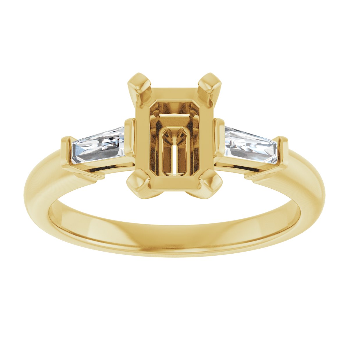 Emerald Three-Stone Engagement Ring Semi-Mount - gallery - Series 69706