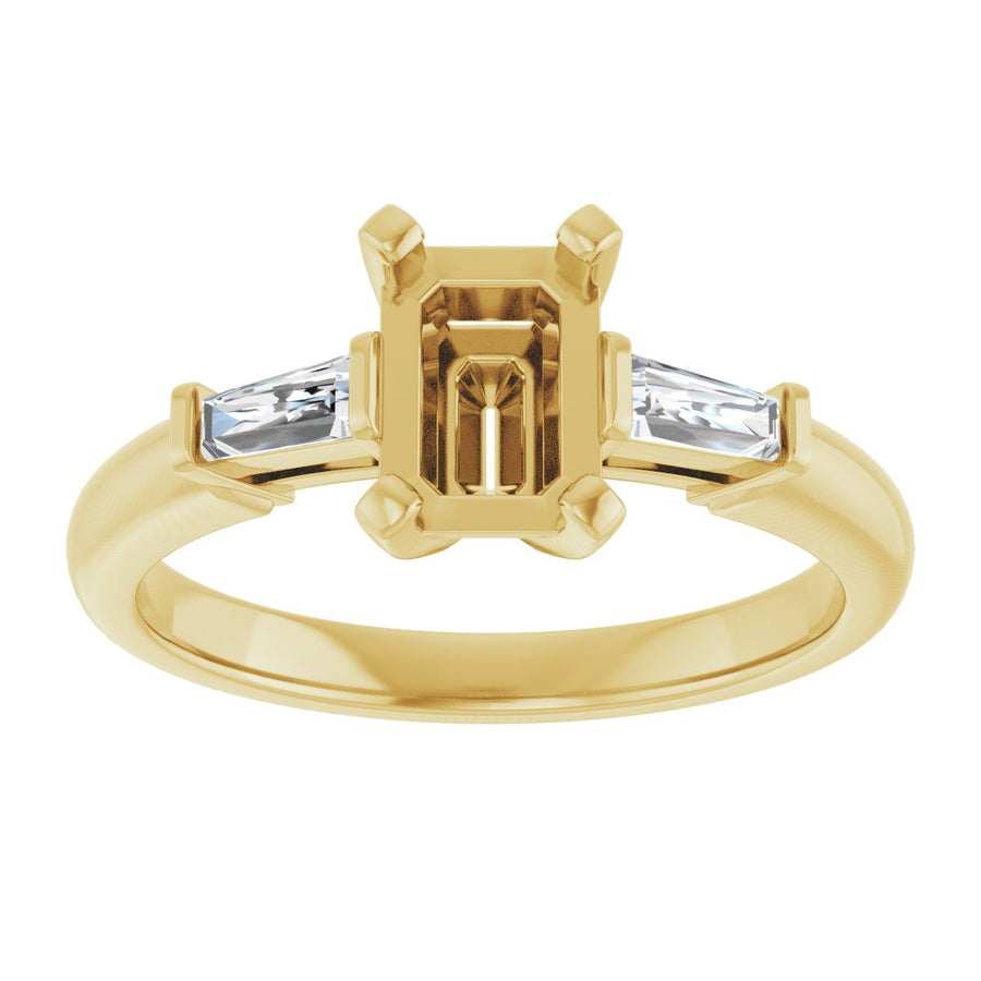 Emerald Three-Stone Engagement Ring Semi-Mount - gallery - Series 69706