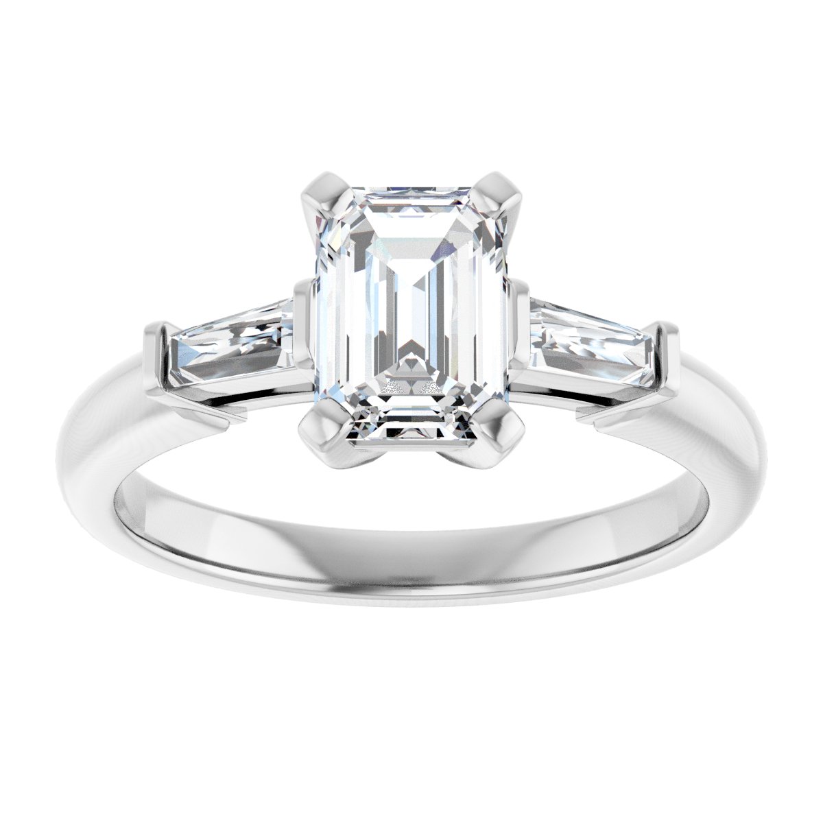 Emerald Three-Stone Engagement Ring Semi-Mount - gallery - Series 69706