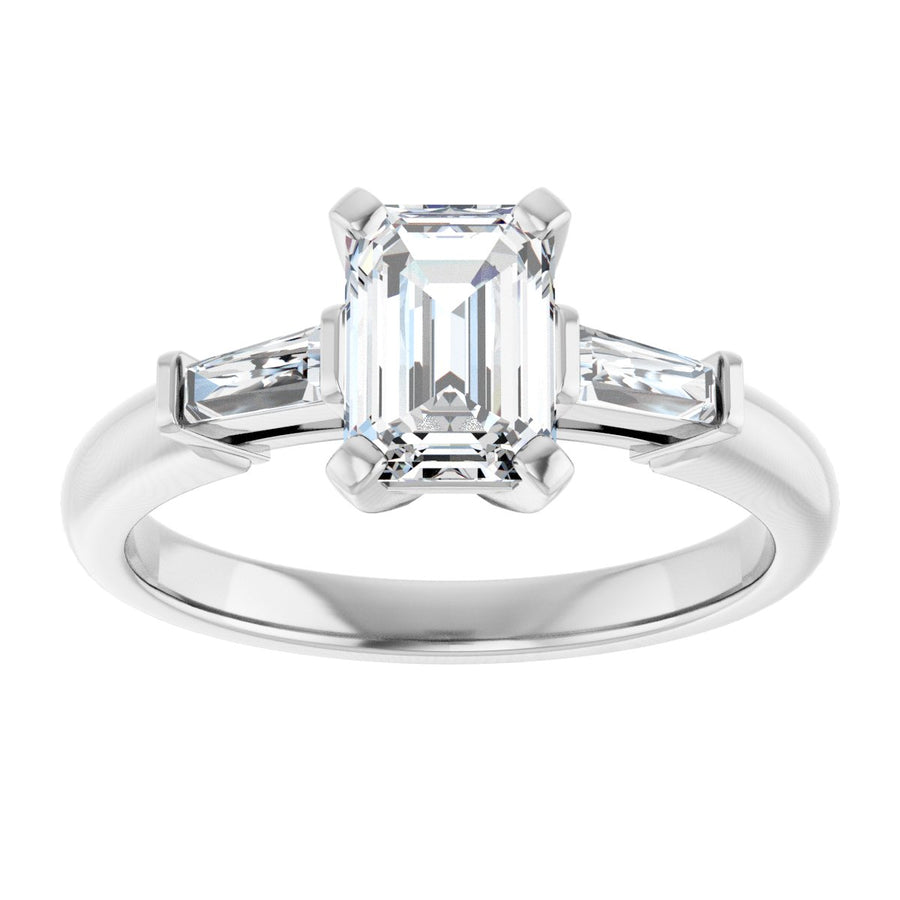 Emerald Three-Stone Engagement Ring Semi-Mount - gallery - Series 69706