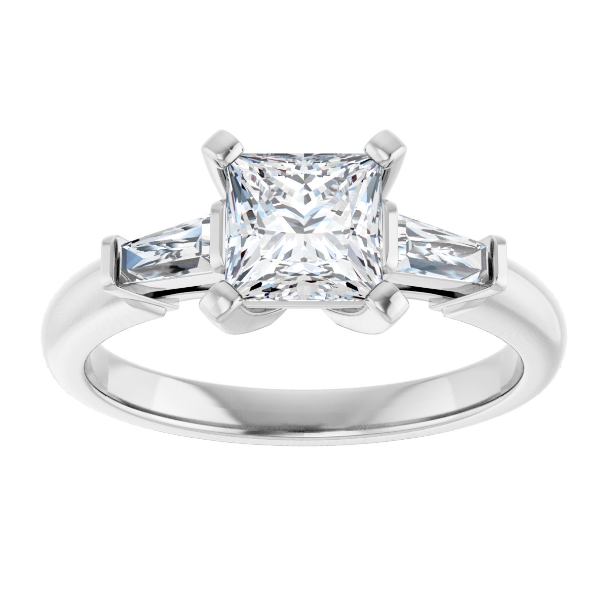 Square Three-Stone Engagement Ring Semi-Mount - gallery - Series 69706