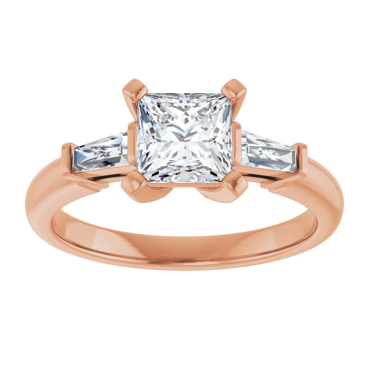 Square Three-Stone Engagement Ring Semi-Mount - gallery - Series 69706