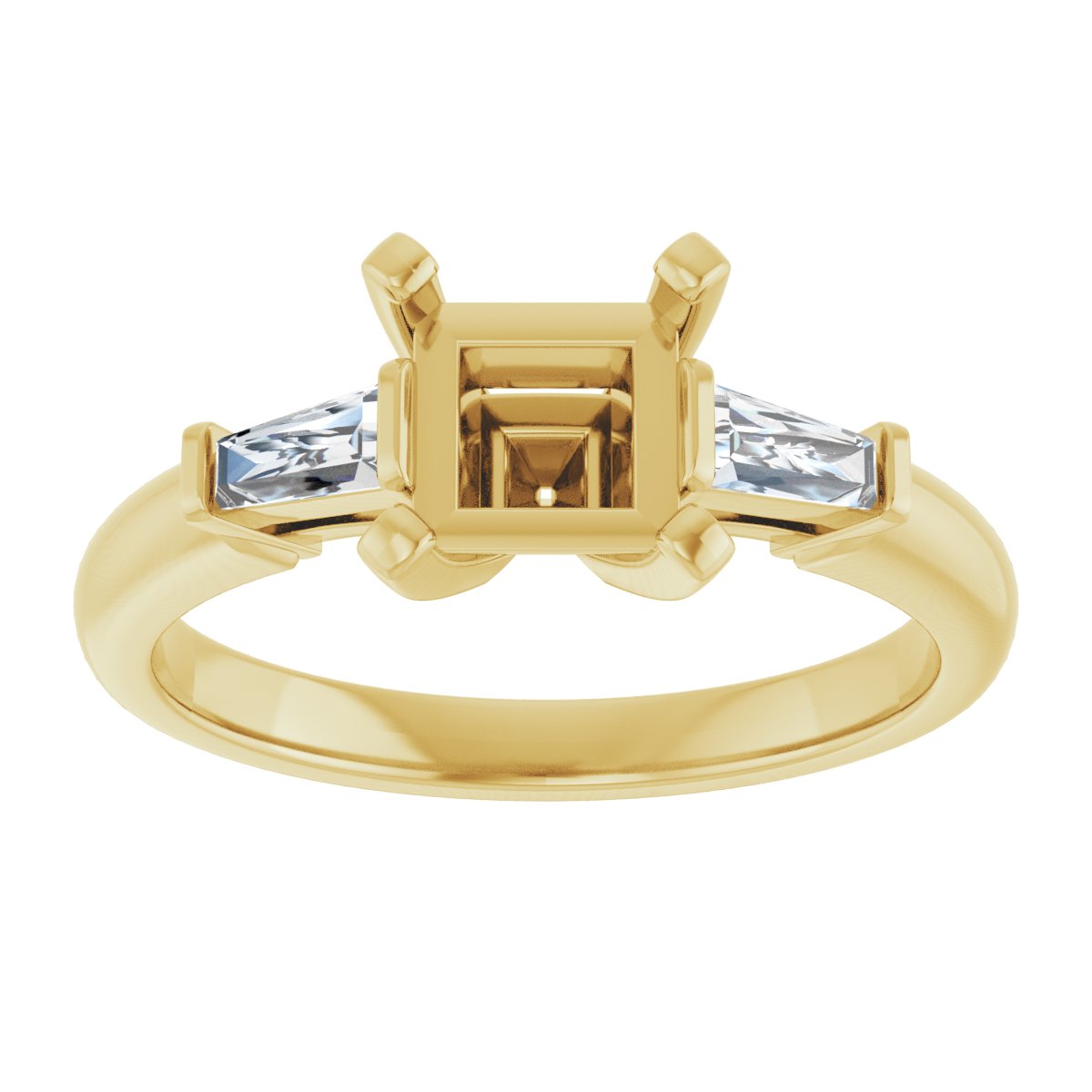 Square Three-Stone Engagement Ring Semi-Mount - gallery - Series 69706