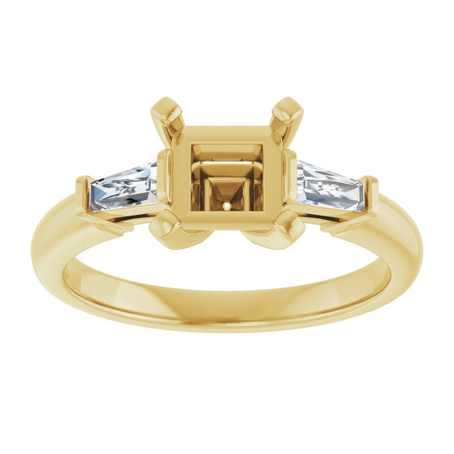Square Three-Stone Engagement Ring Semi-Mount - gallery - Series 69706