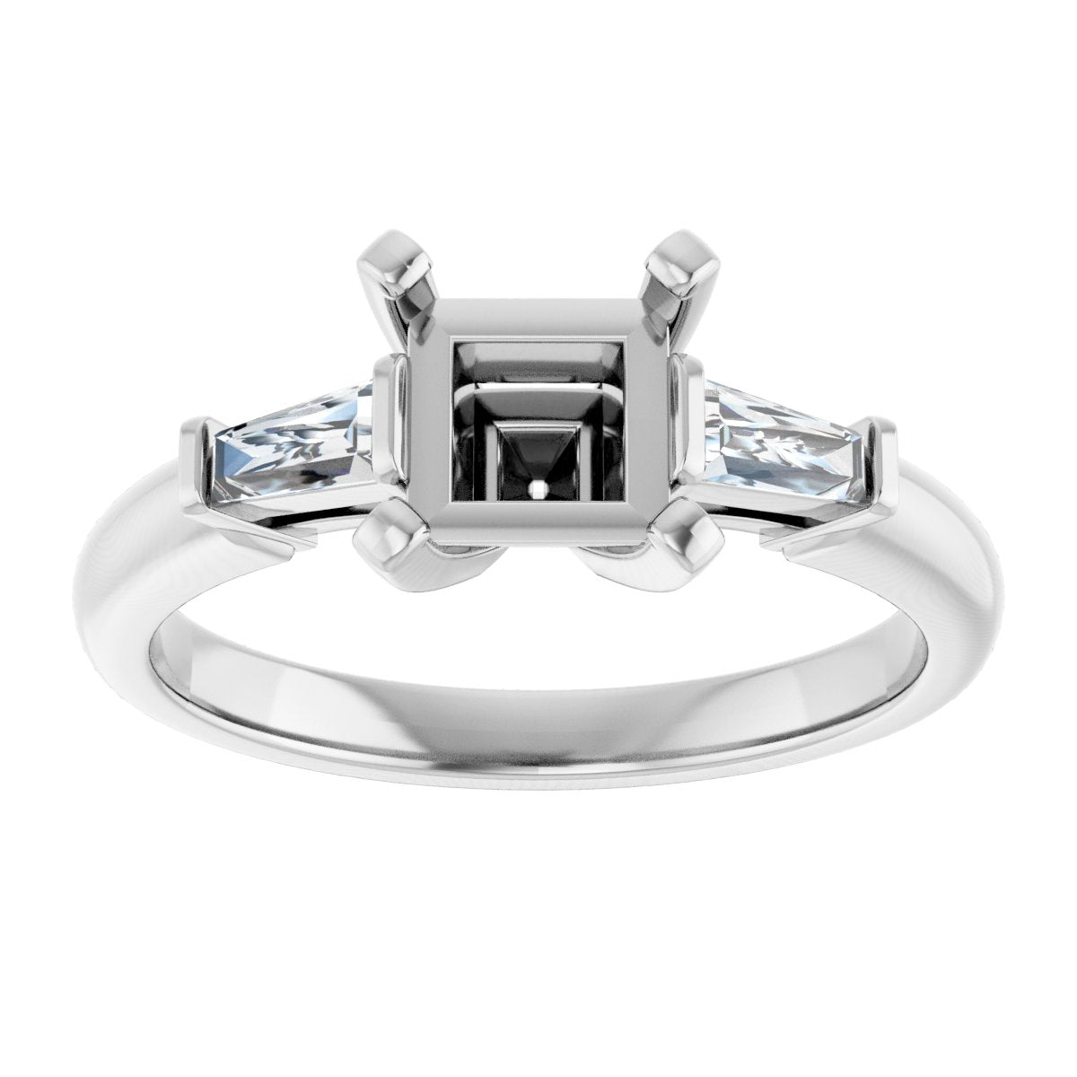 Square Three-Stone Engagement Ring Semi-Mount - gallery - Series 69706
