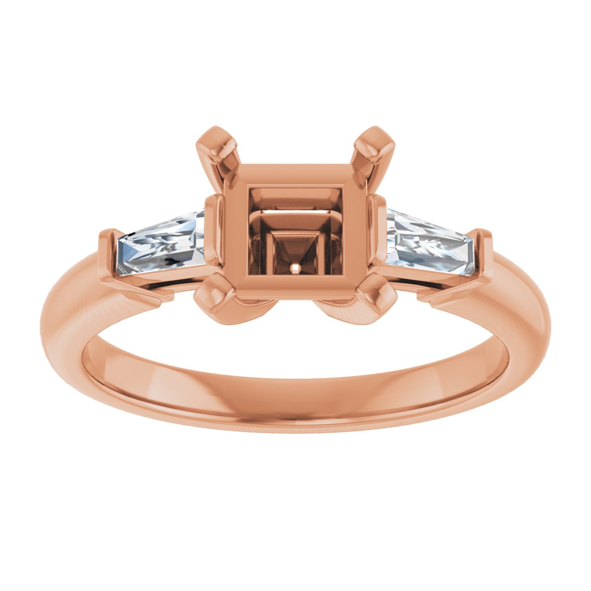 Square Three-Stone Engagement Ring Semi-Mount - gallery - Series 69706