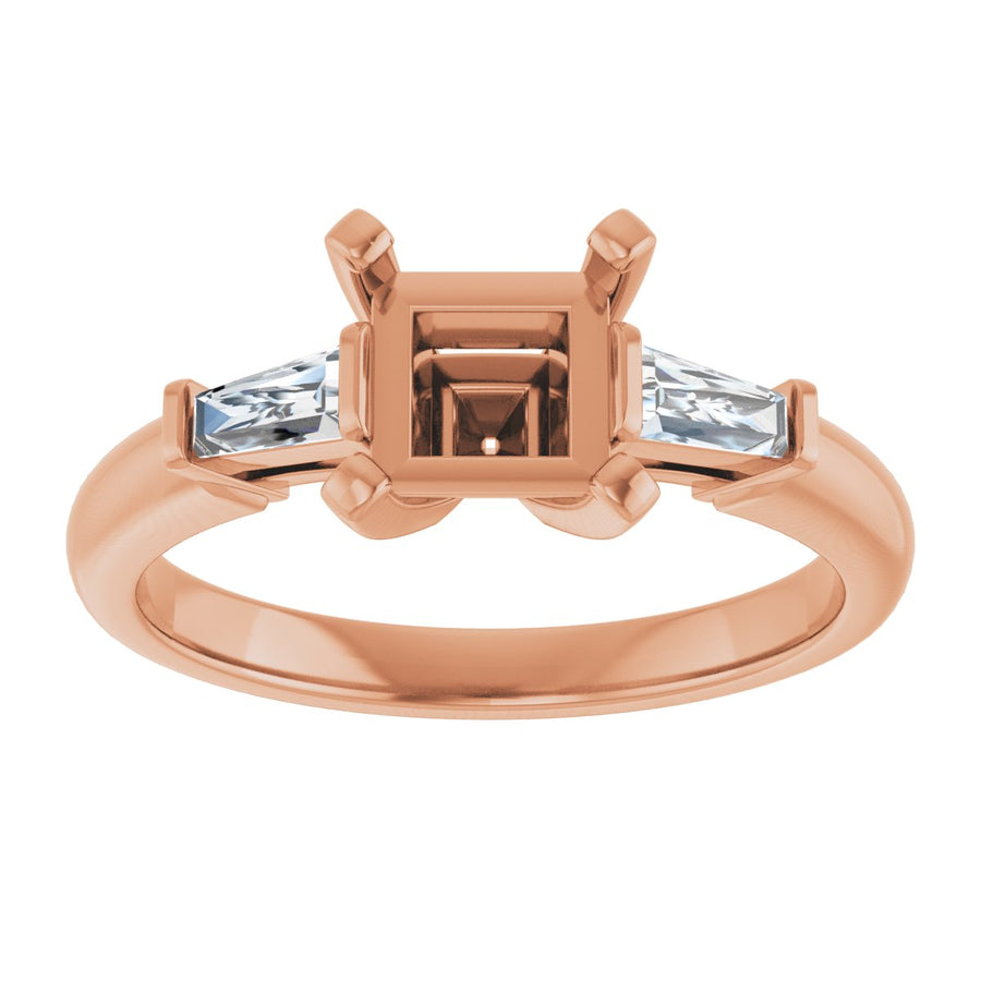 Square Three-Stone Engagement Ring Semi-Mount - gallery - Series 69706